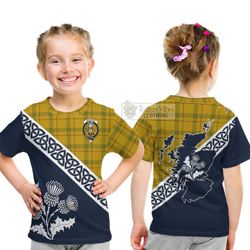 Houston Tartan Kid T-Shirt Featuring Thistle and Scotland Map