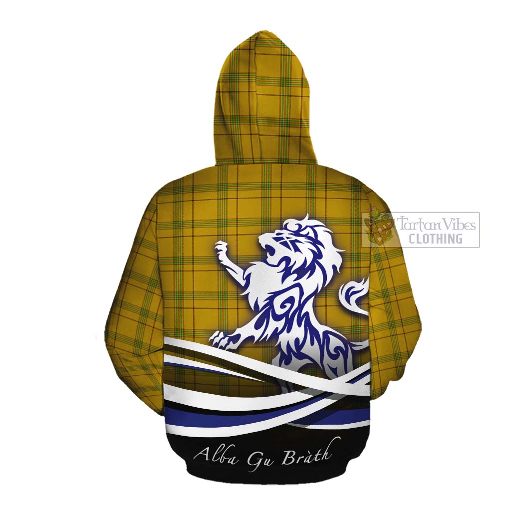 Tartan Vibes Clothing Houston Tartan Cotton Hoodie with Alba Gu Brath Regal Lion Emblem