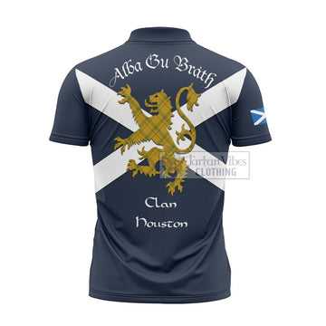 Houston Tartan Lion Rampant Zipper Polo Shirt Proudly Display Your Heritage with Alba Gu Brath and Clan Name