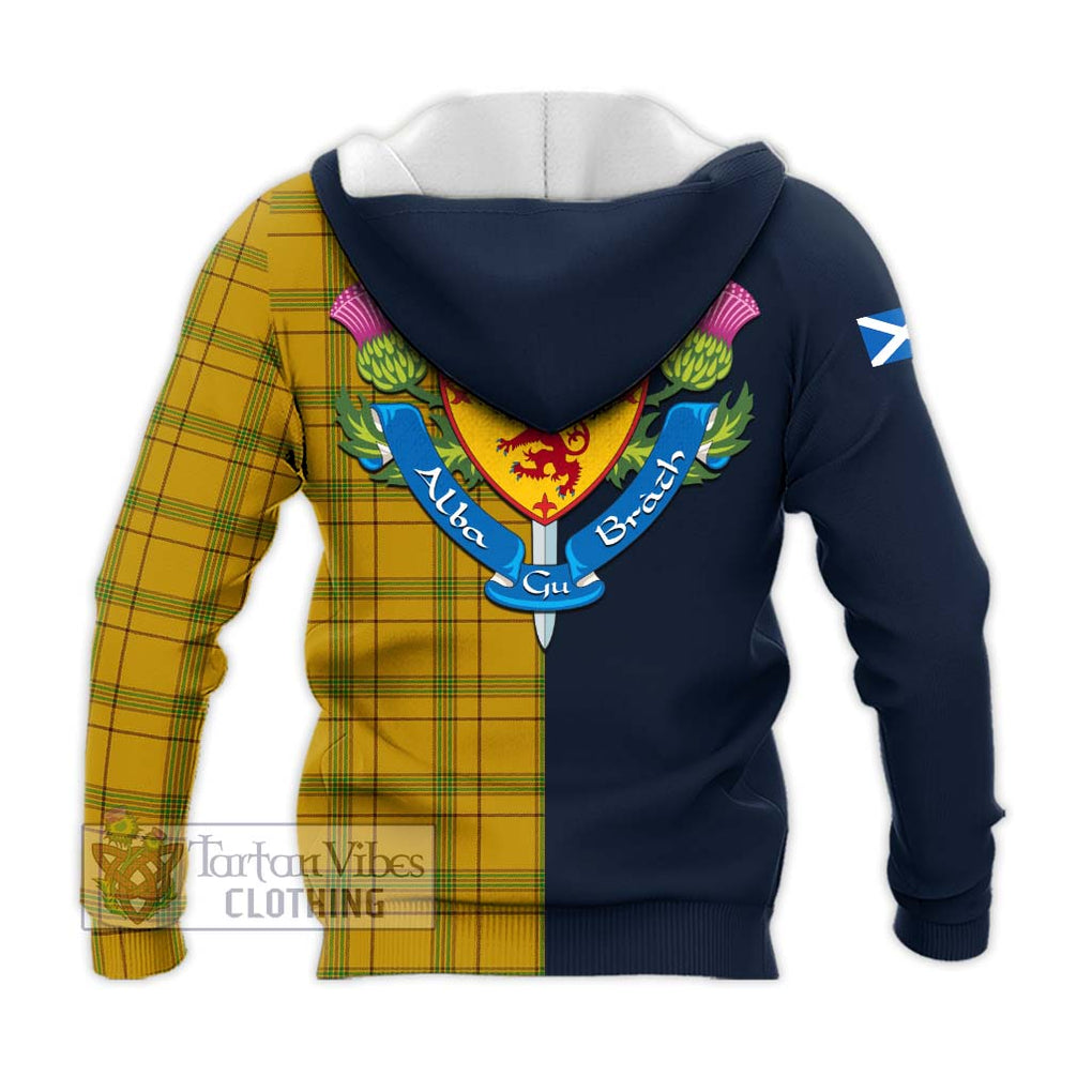 Tartan Vibes Clothing Houston Tartan Knitted Hoodie with Scottish Lion Royal Arm Half Style