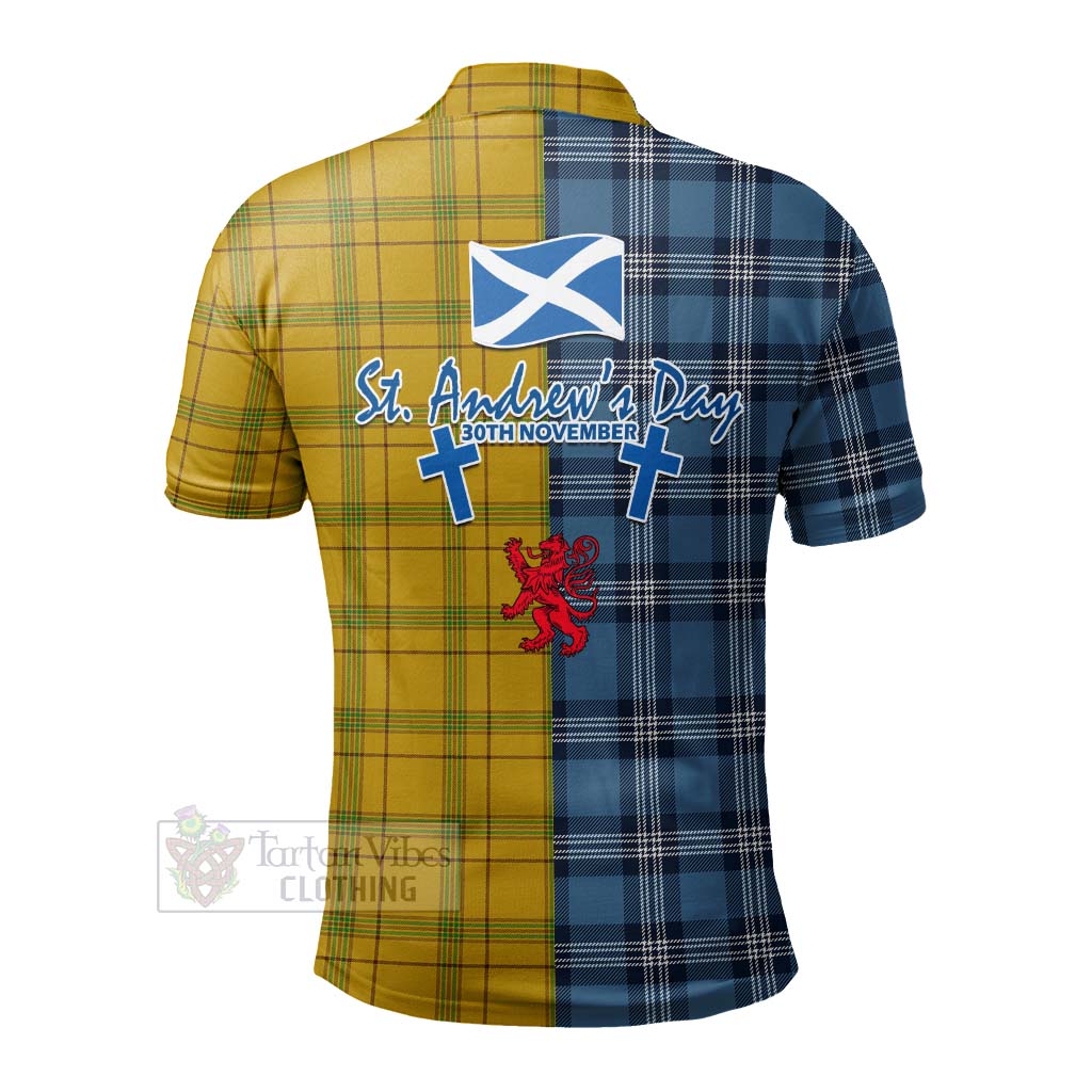 Tartan Vibes Clothing Houston Tartan Polo Shirt Happy St. Andrew's Day Half Tartan Style