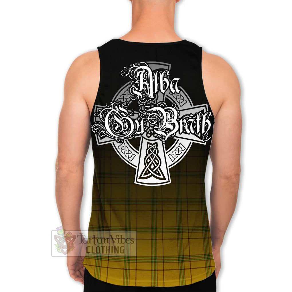 Tartan Vibes Clothing Houston Tartan Men's Tank Top Featuring Alba Gu Brath Family Crest Celtic Inspired