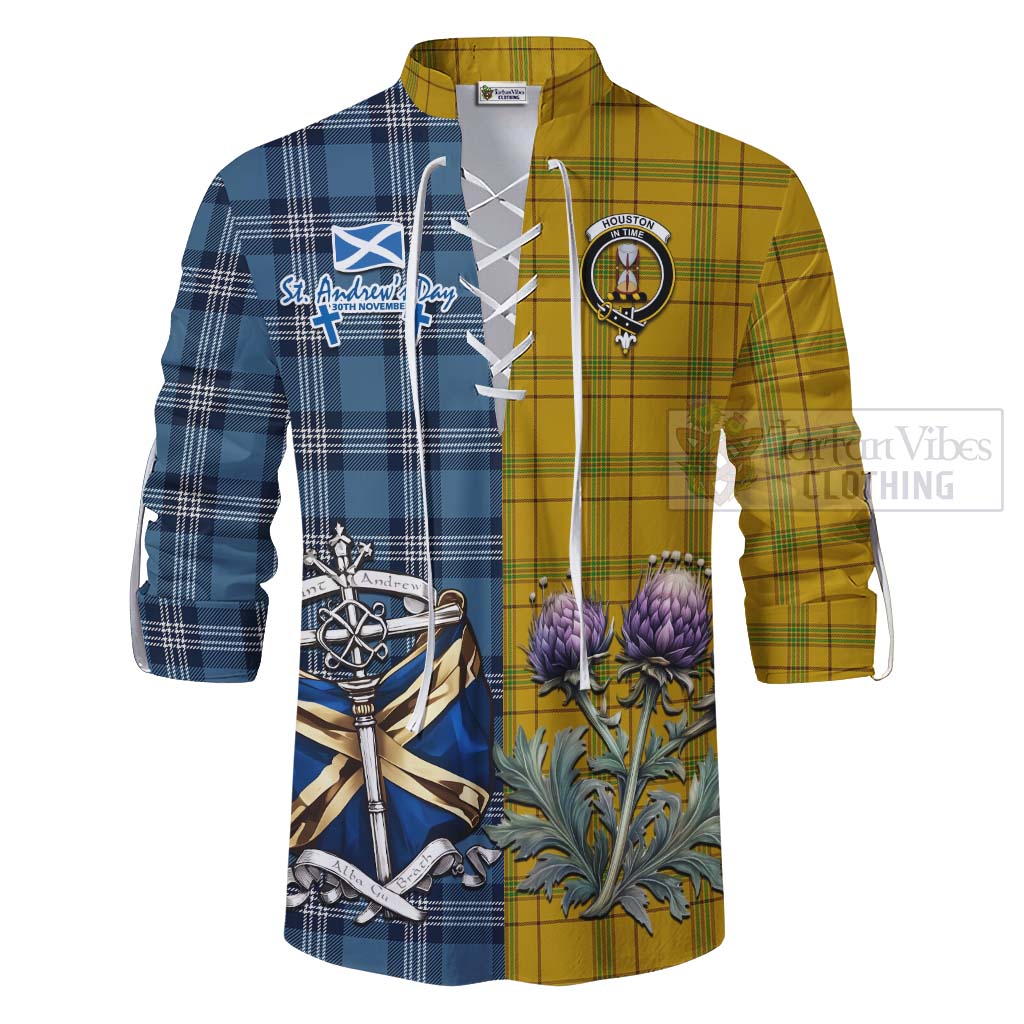 Tartan Vibes Clothing Houston Tartan Ghillie Kilt Shirt Happy St. Andrew's Day Half Tartan Style