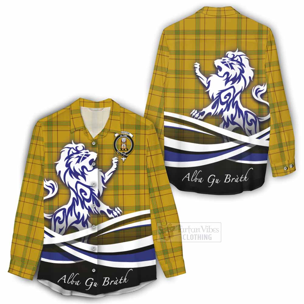 Tartan Vibes Clothing Houston Tartan Women's Casual Shirt with Alba Gu Brath Regal Lion Emblem