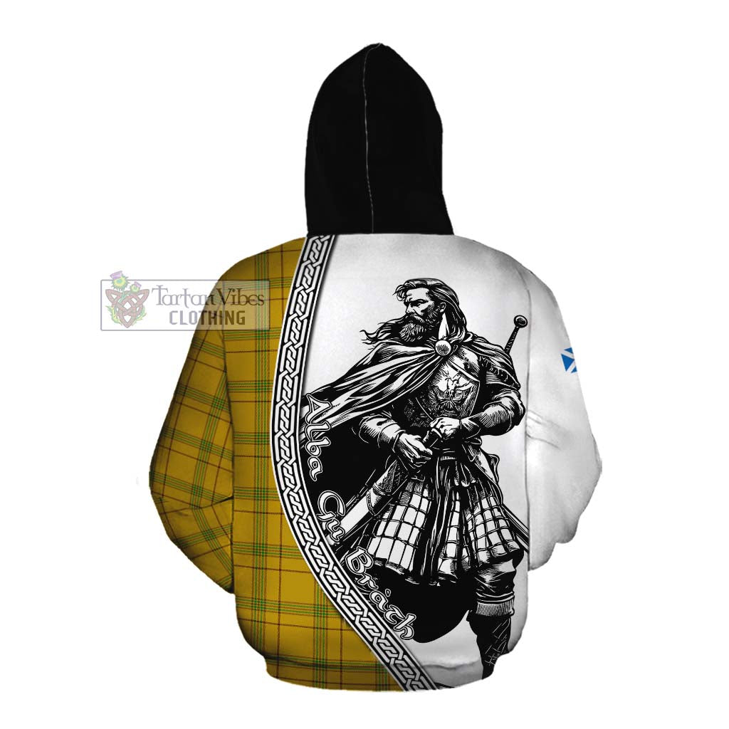 Tartan Vibes Clothing Houston Tartan Clan Crest Cotton Hoodie with Highlander Warrior Celtic Style