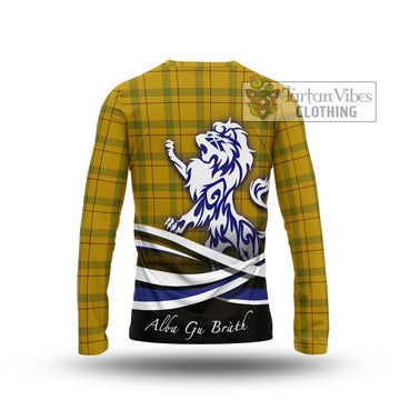 Houston Tartan Long Sleeve T-Shirt with Alba Gu Brath Regal Lion Emblem