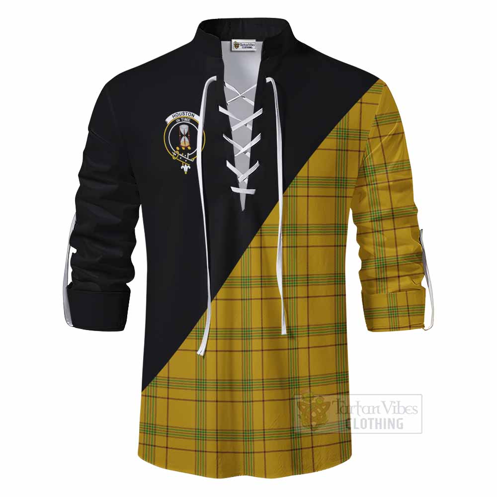 Tartan Vibes Clothing Houston Tartan Ghillie Kilt Shirt with Family Crest and Military Logo Style