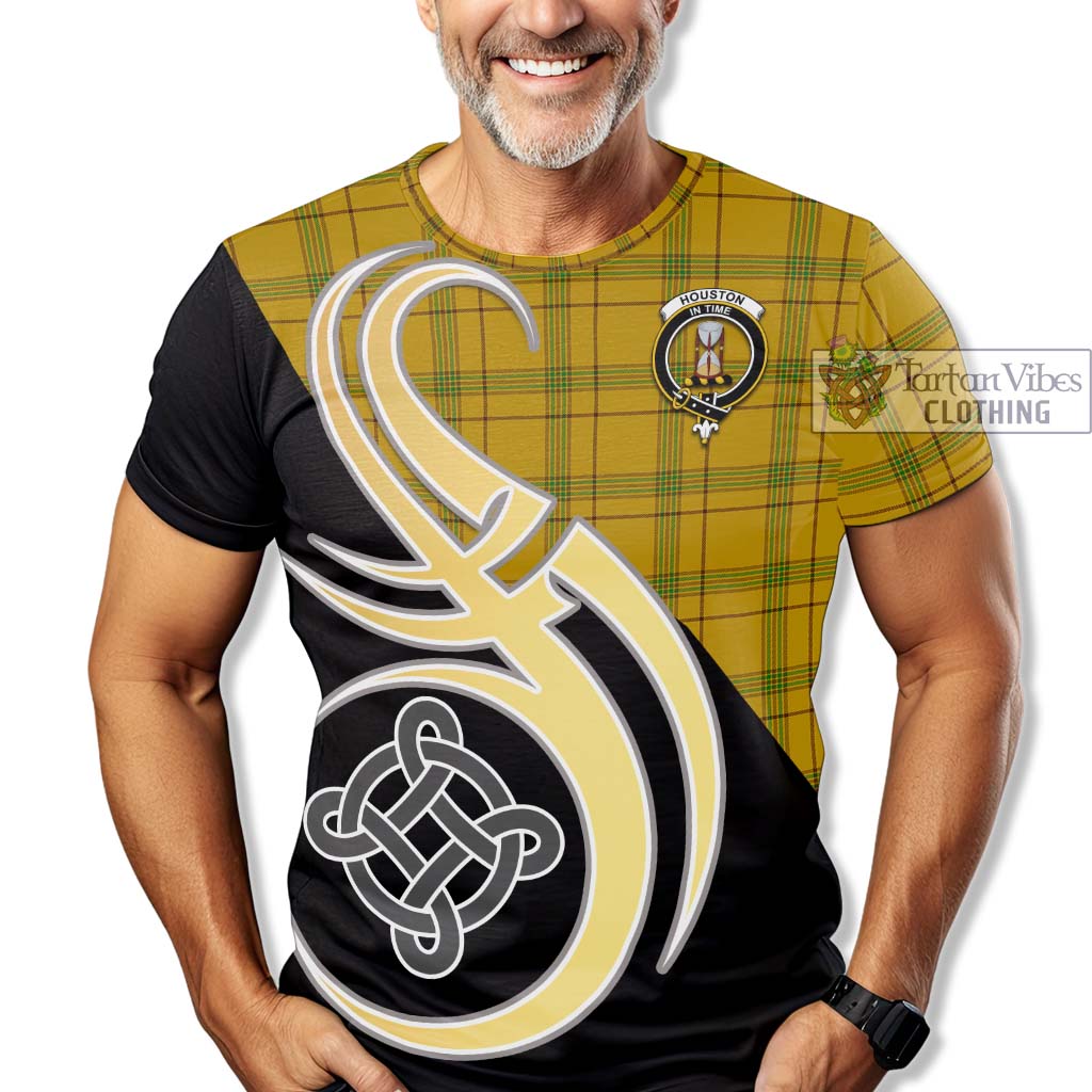 Tartan Vibes Clothing Houston Tartan T-Shirt with Family Crest and Celtic Symbol Style