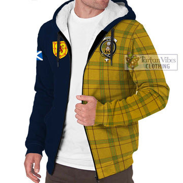 Houston Tartan Sherpa Hoodie Alba with Scottish Lion Royal Arm Half Style