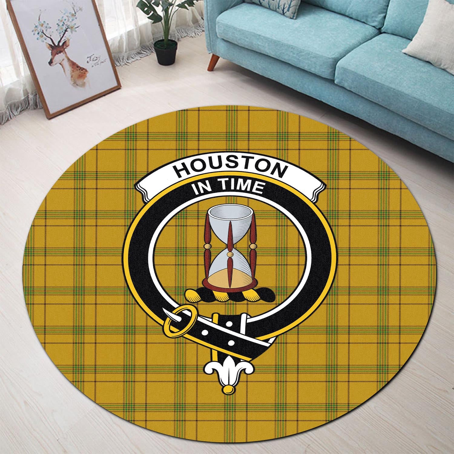 houston-tartan-round-rug-with-family-crest