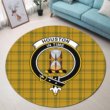 Houston Tartan Round Rug with Family Crest