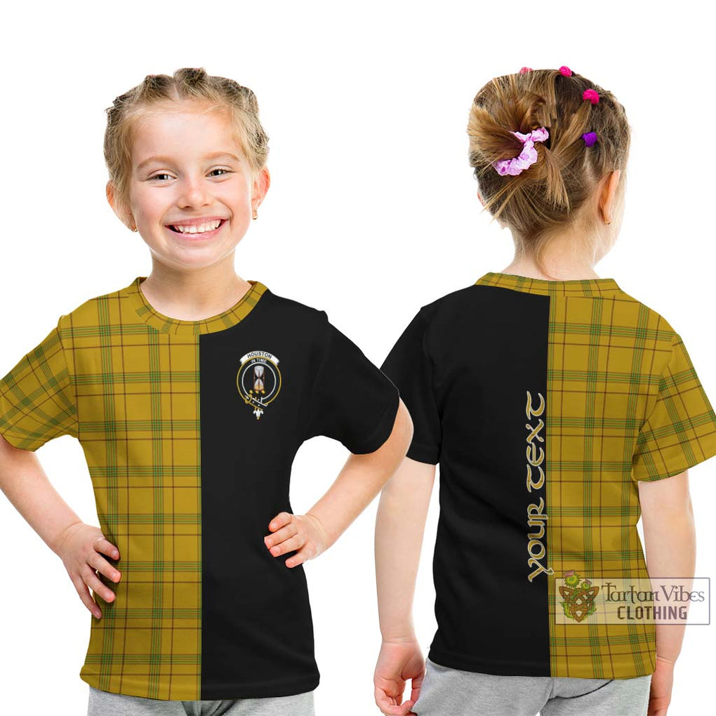 Houston Tartan Kid T-Shirt with Family Crest and Half Of Me Style - Tartanvibesclothing Shop