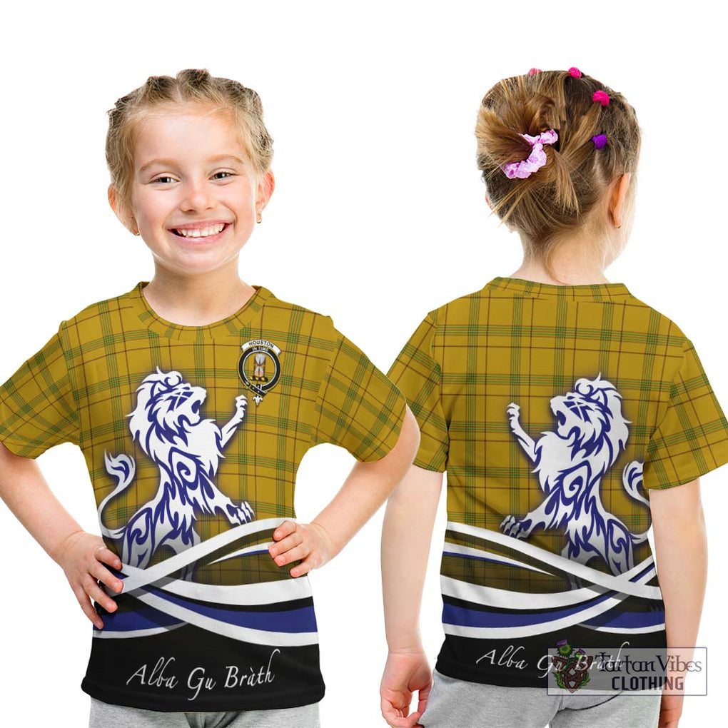 Houston Tartan Kid T-Shirt with Alba Gu Brath Regal Lion Emblem - Tartanvibesclothing Shop