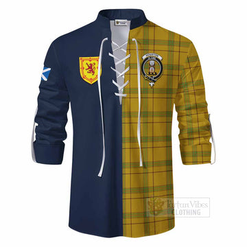 Houston Tartan Ghillie Kilt Shirt Alba with Scottish Lion Royal Arm Half Style