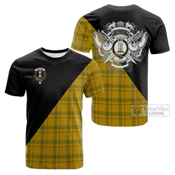 Houston Tartan Cotton T-shirt with Family Crest and Military Logo Style