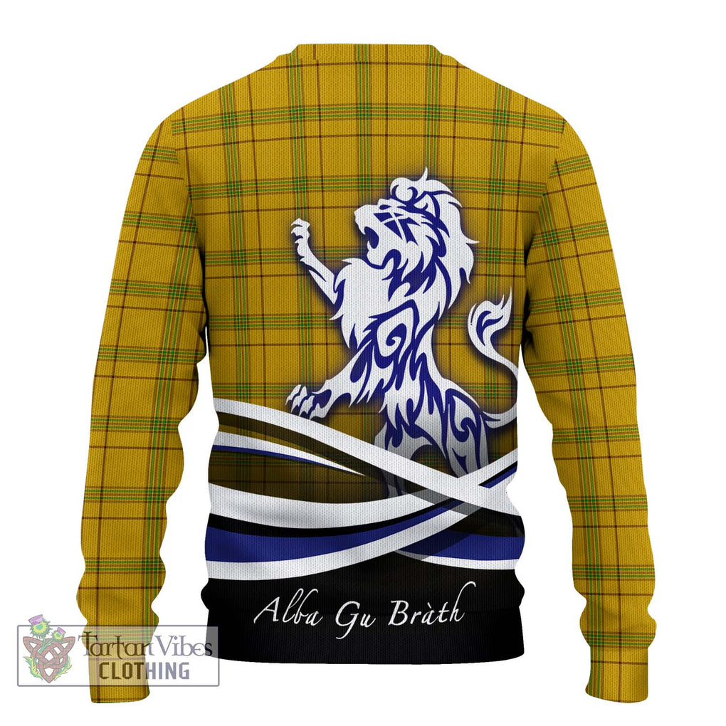 Houston Tartan Knitted Sweater with Alba Gu Brath Regal Lion Emblem - Tartanvibesclothing Shop