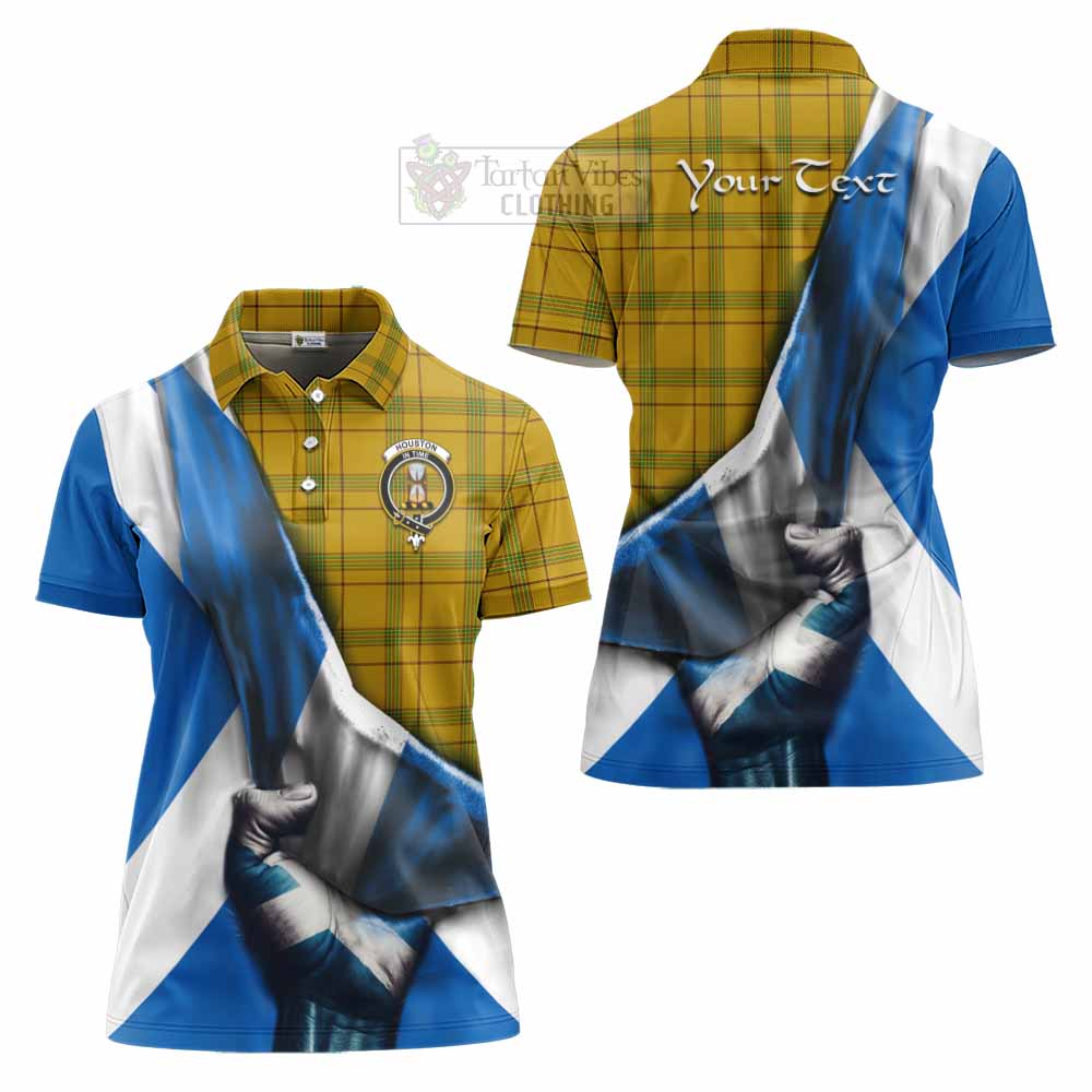 Tartan Vibes Clothing Houston Tartan Women's Polo Shirt with Family Crest Scotland Patriotic Style