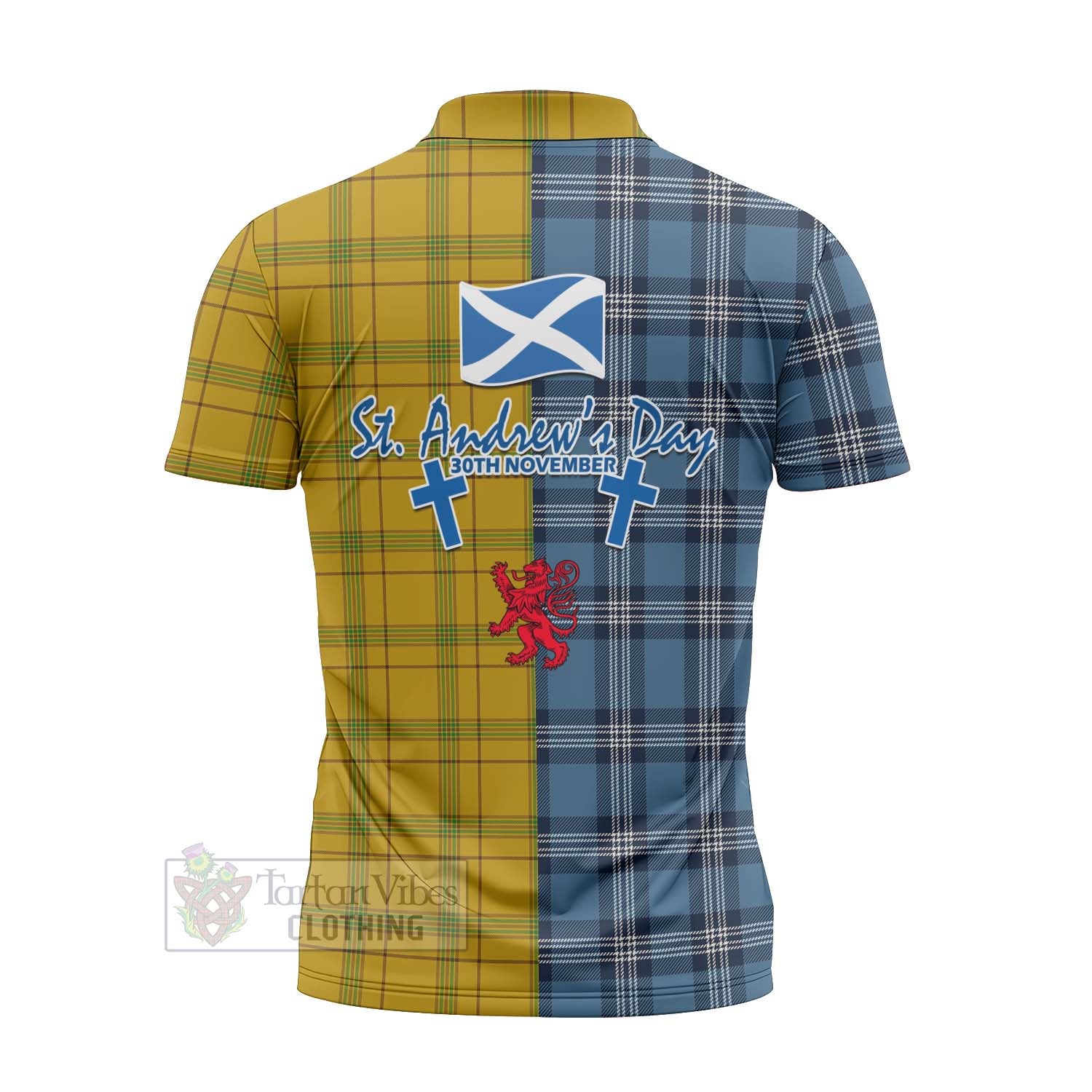 Tartan Vibes Clothing Houston Tartan Zipper Polo Shirt Happy St. Andrew's Day Half Tartan Style