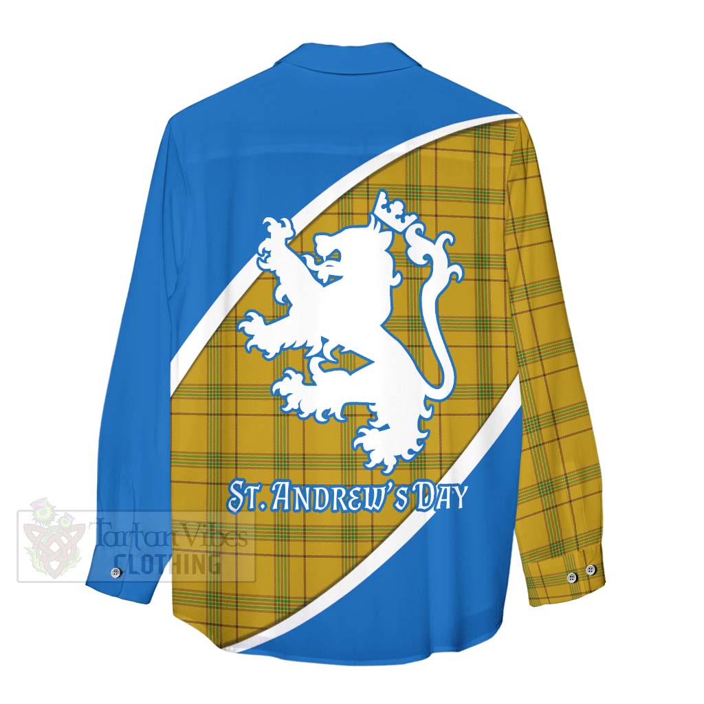 Tartan Vibes Clothing Houston Family Crest Tartan Women's Casual Shirt Celebrate Saint Andrew's Day in Style