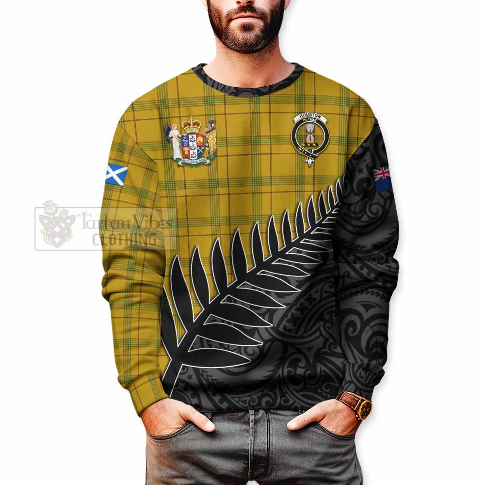 Tartan Vibes Clothing Houston Crest Tartan Sweatshirt with New Zealand Silver Fern Half Style