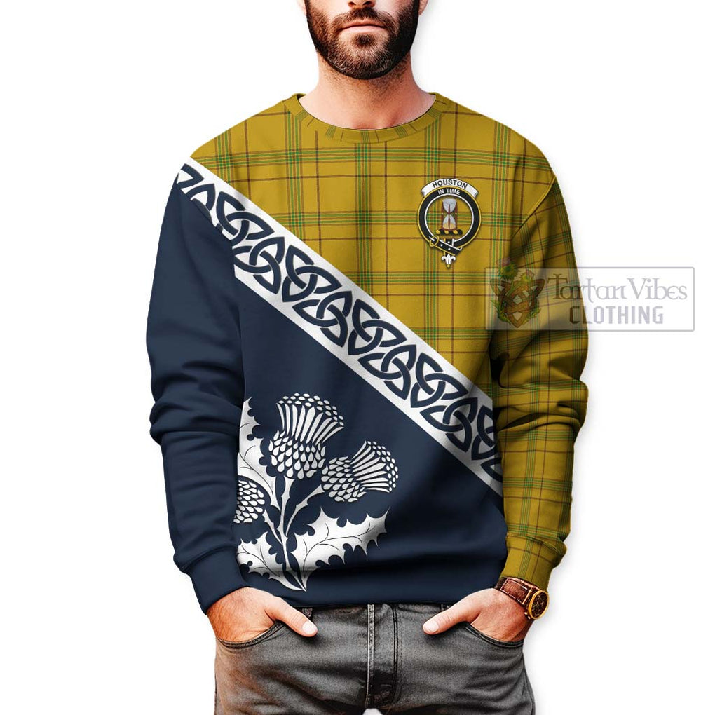 Tartan Vibes Clothing Houston Tartan Sweatshirt Featuring Thistle and Scotland Map