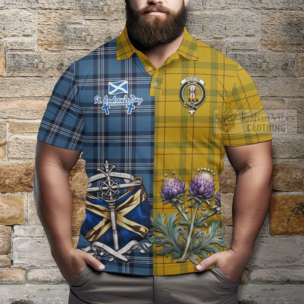 Tartan Vibes Clothing Houston Tartan Polo Shirt Happy St. Andrew's Day Half Tartan Style