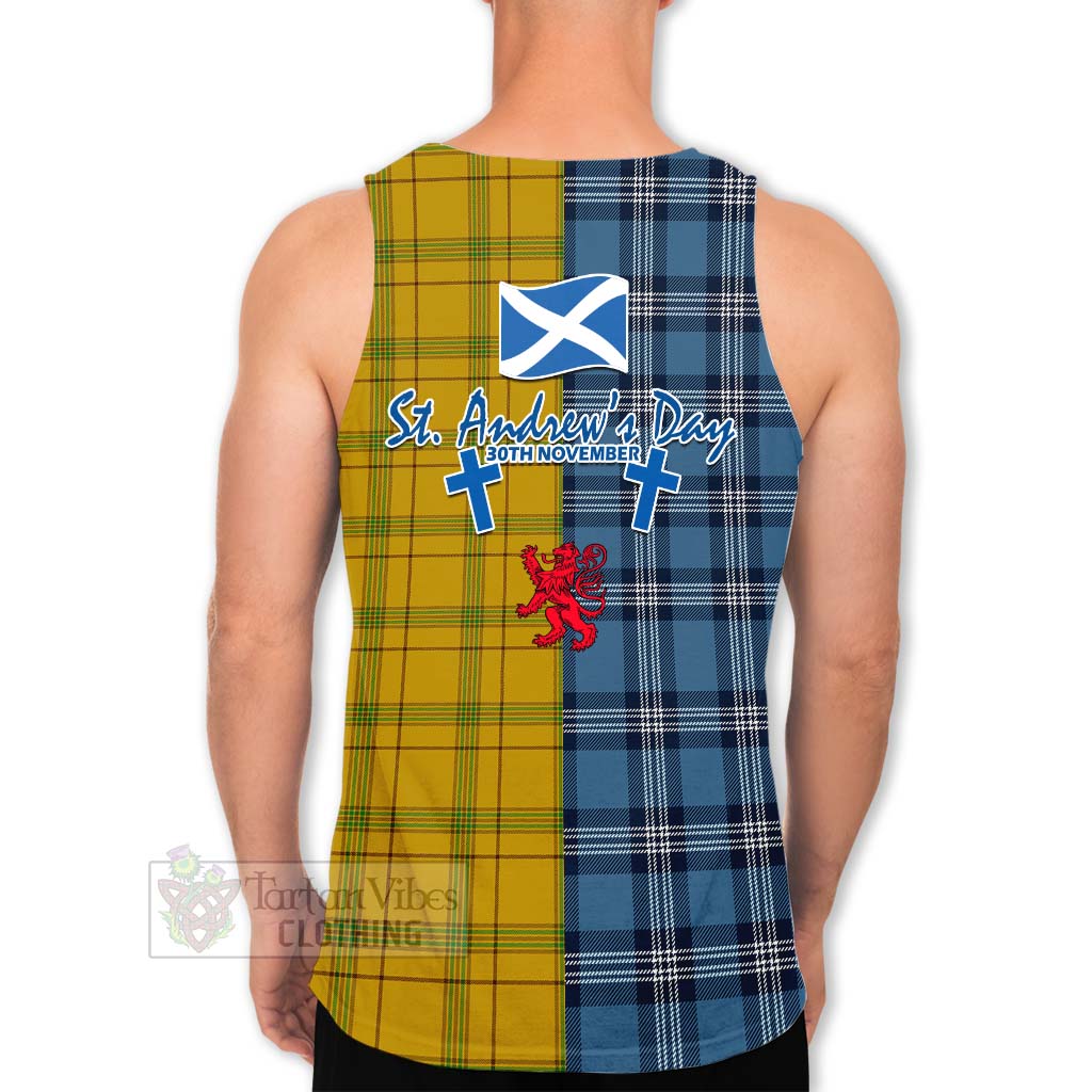 Tartan Vibes Clothing Houston Tartan Men's Tank Top Happy St. Andrew's Day Half Tartan Style