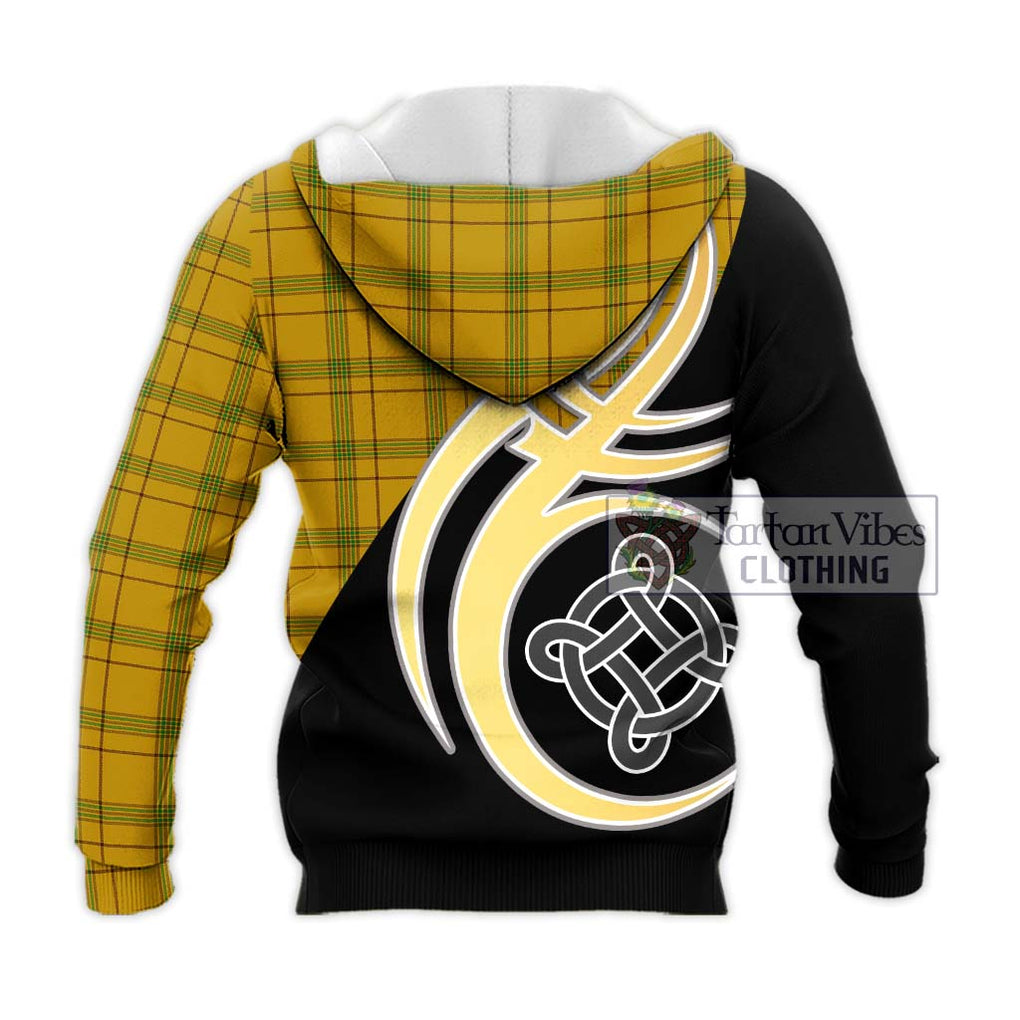 Houston Tartan Knitted Hoodie with Family Crest and Celtic Symbol Style - Tartan Vibes Clothing