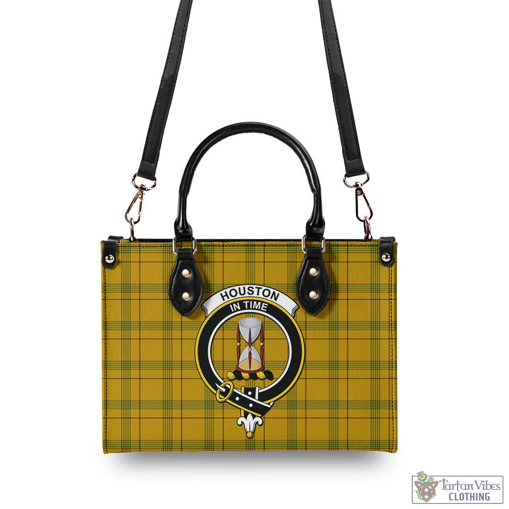 Tartan Vibes Clothing Houston Tartan Luxury Leather Handbags with Family Crest