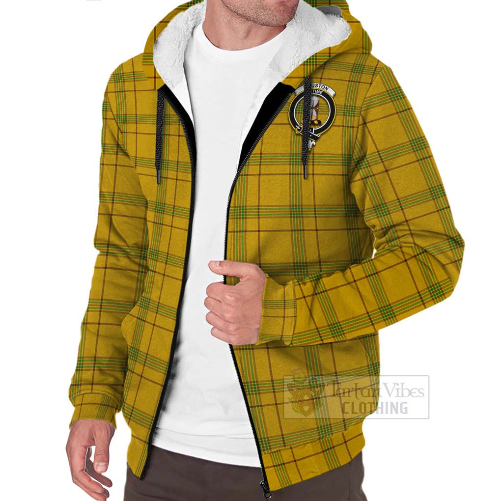 Tartan Vibes Clothing Houston Tartan Sherpa Hoodie with Family Crest Celtic Skull Style