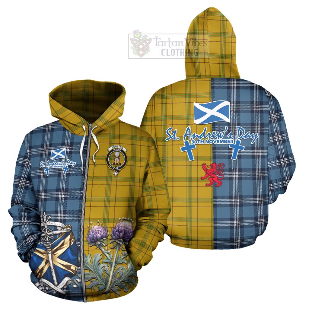 Tartan Vibes Clothing Houston Tartan Hoodie Happy St. Andrew's Day Half Tartan Style