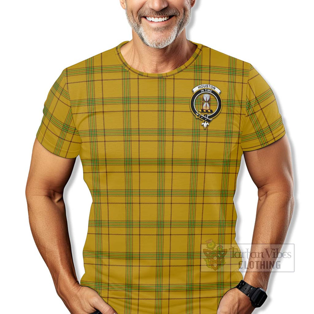 Tartan Vibes Clothing Houston Tartan T-Shirt with Family Crest Celtic Skull Style