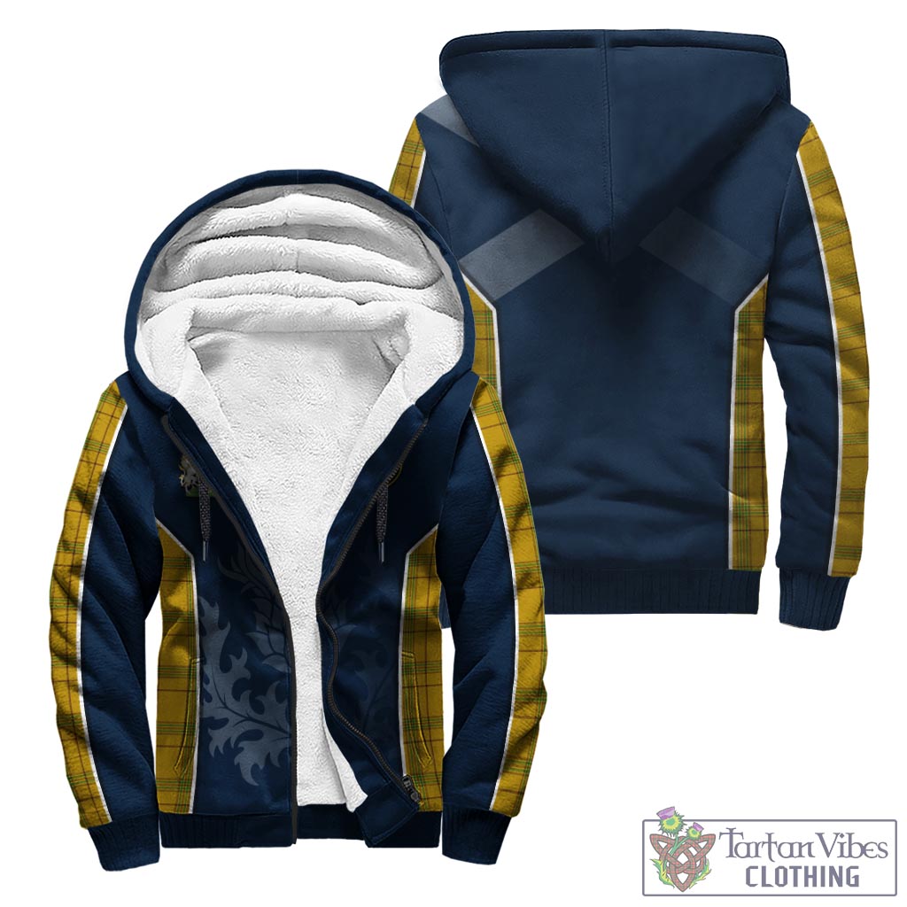 Tartan Vibes Clothing Houston Tartan Sherpa Hoodie with Family Crest and Scottish Thistle Vibes Sport Style