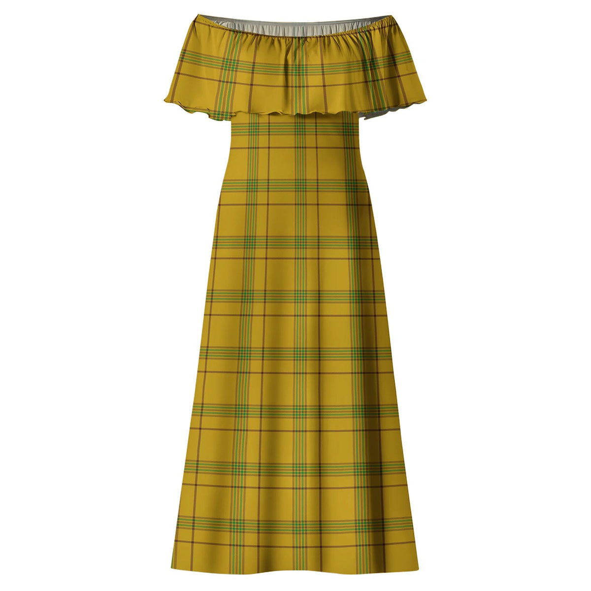 Houston Tartan Off Shoulder Long Dress - Tartan Vibes Clothing