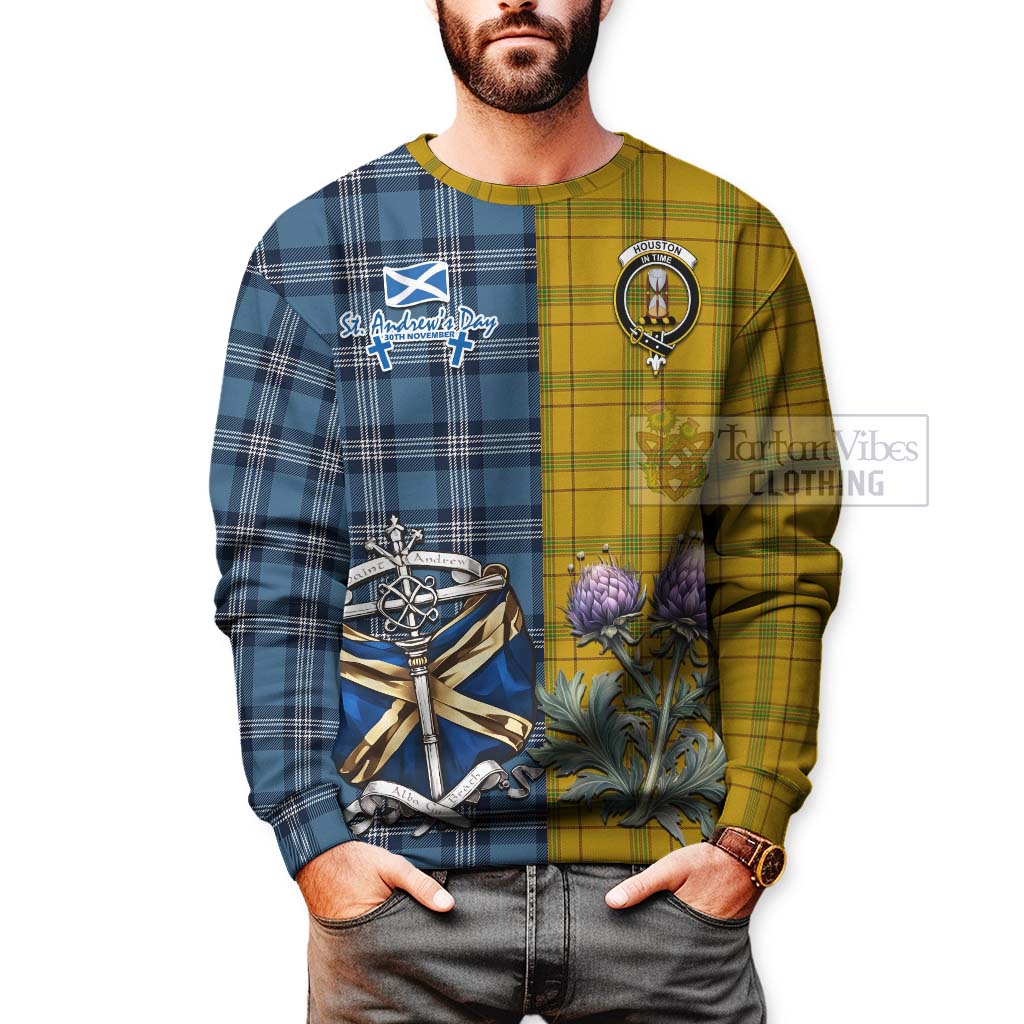 Tartan Vibes Clothing Houston Tartan Sweatshirt Happy St. Andrew's Day Half Tartan Style