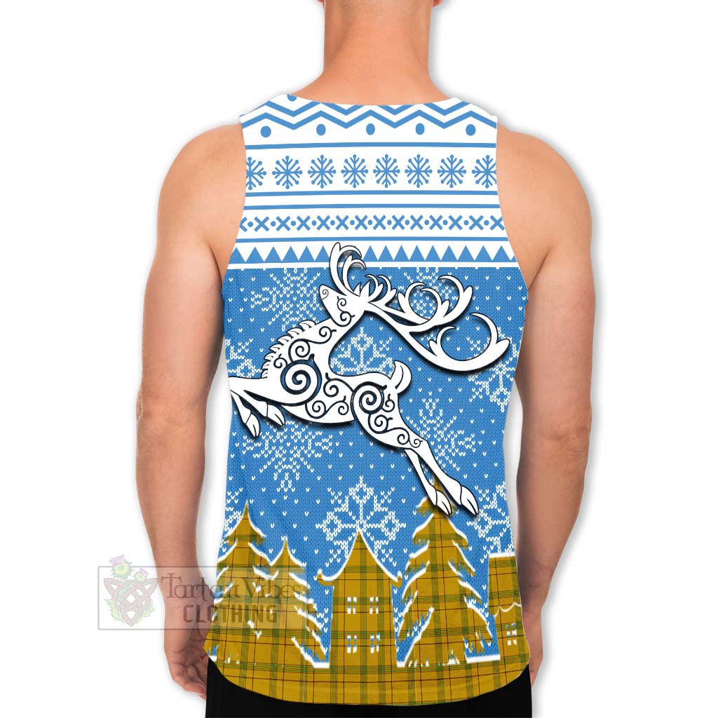 Tartan Vibes Clothing Houston Clan Christmas Men's Tank Top Celtic Reindeer Style