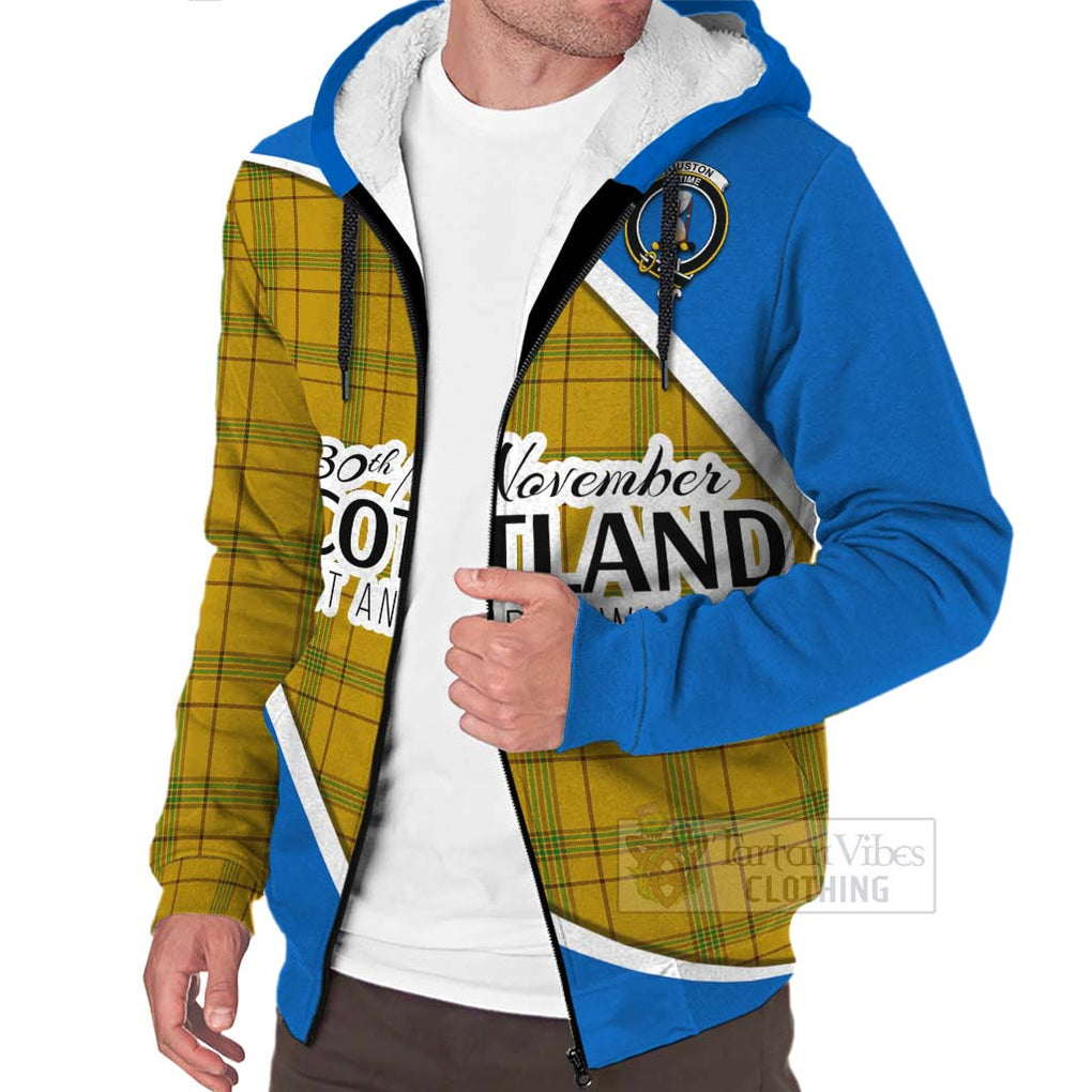 Tartan Vibes Clothing Houston Family Crest Tartan Sherpa Hoodie Celebrate Saint Andrew's Day in Style