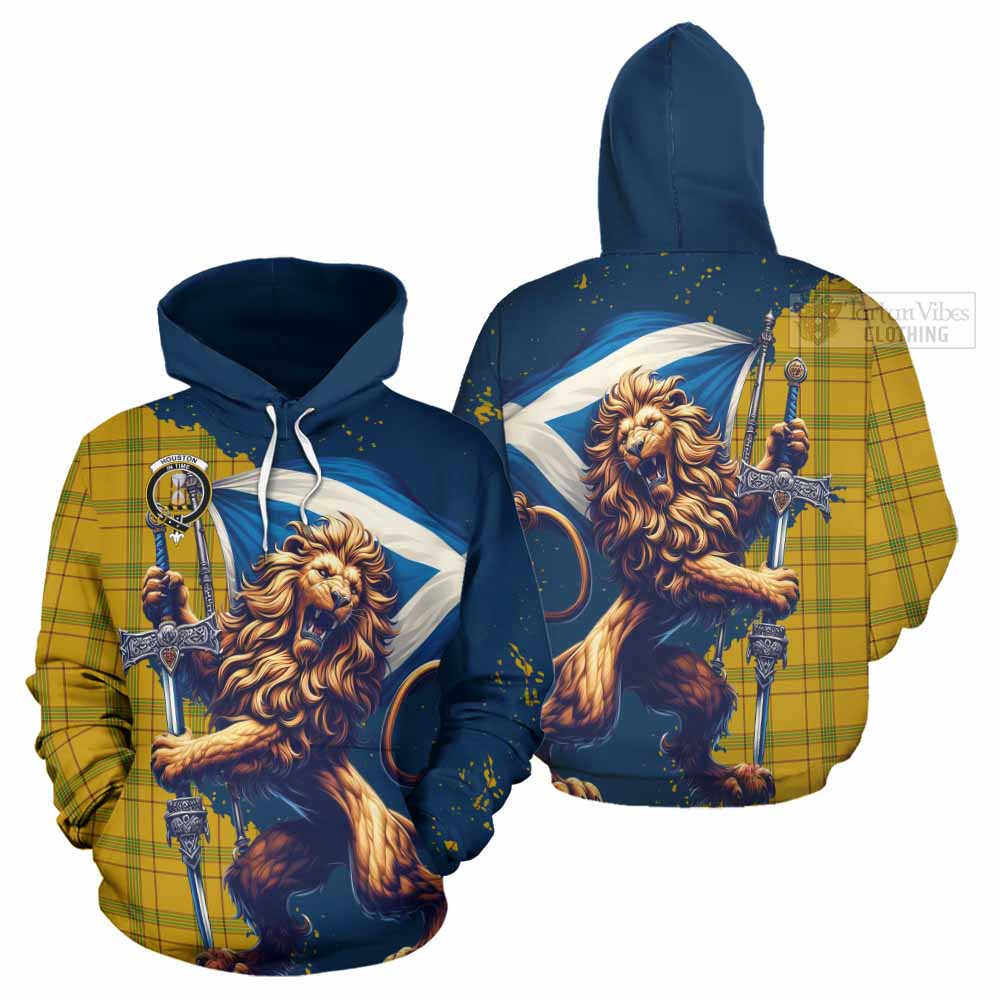 Tartan Vibes Clothing Houston Tartan Family Crest Hoodie with Scottish Majestic Lion