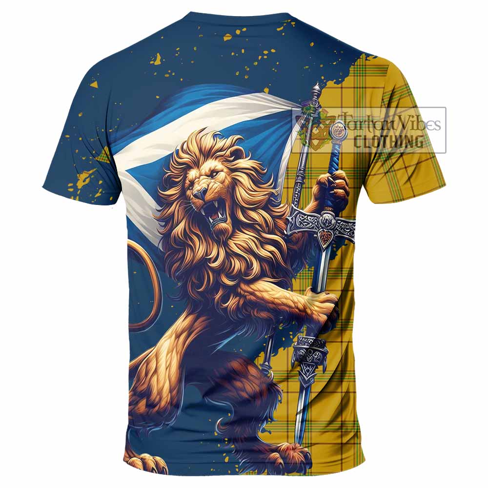 Tartan Vibes Clothing Houston Tartan Family Crest T-Shirt with Scottish Majestic Lion