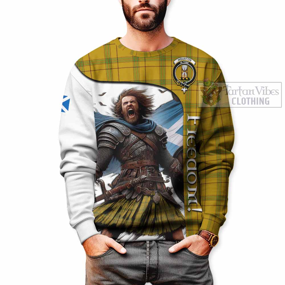 Tartan Vibes Clothing Houston Crest Tartan Sweatshirt Inspired by the Freedom of Scottish Warrior