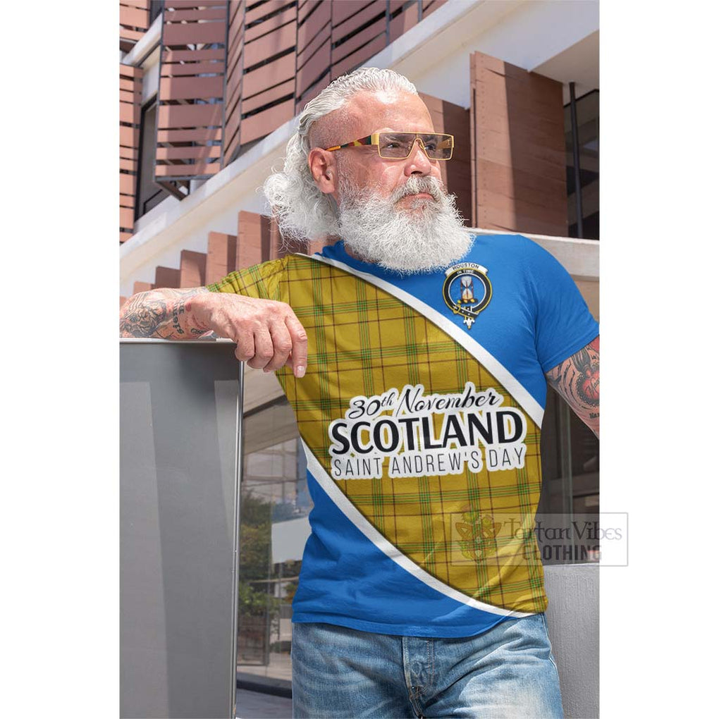 Tartan Vibes Clothing Houston Family Crest Tartan Cotton T-shirt Celebrate Saint Andrew's Day in Style