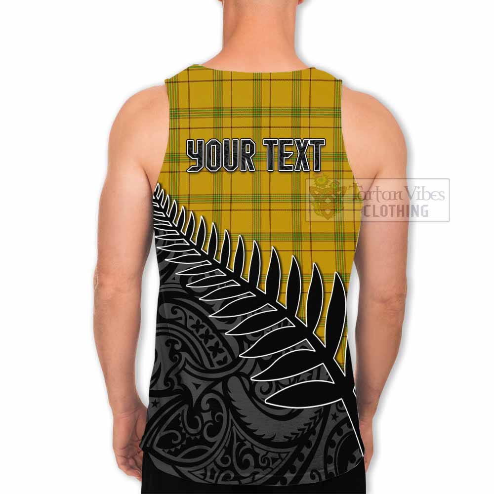 Tartan Vibes Clothing Houston Crest Tartan Men's Tank Top with New Zealand Silver Fern Half Style