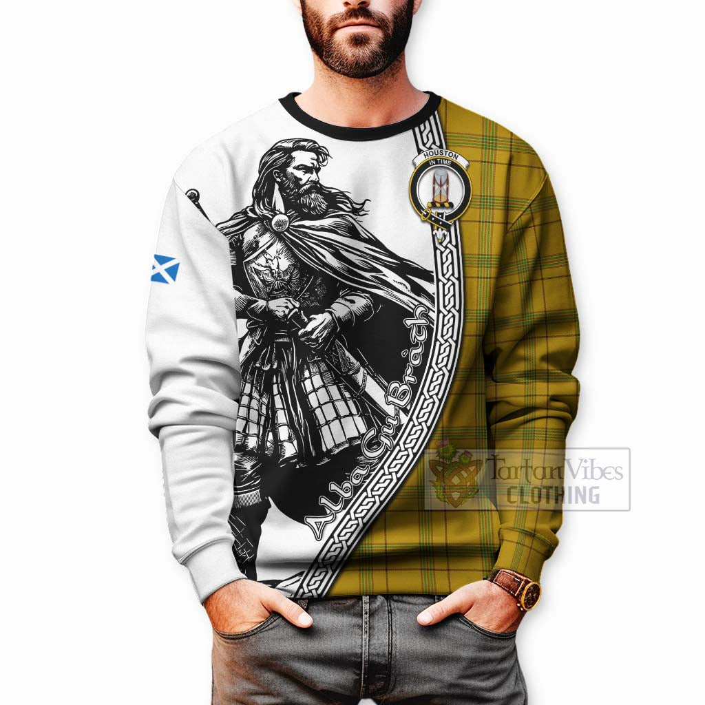 Tartan Vibes Clothing Houston Tartan Clan Crest Sweatshirt with Highlander Warrior Celtic Style