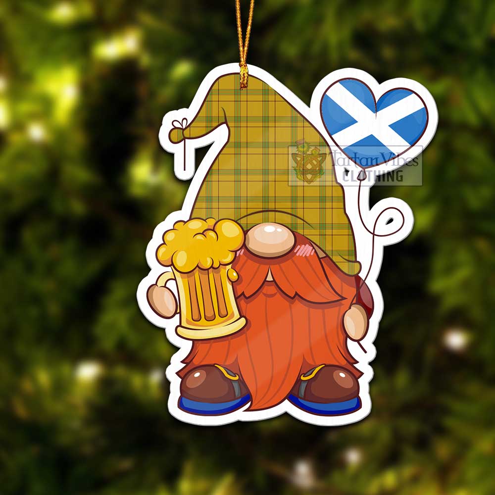 Tartan Vibes Clothing Houston Tartan Gnome Holding Beer Glass Christmas Ornament with Personalized National Flag