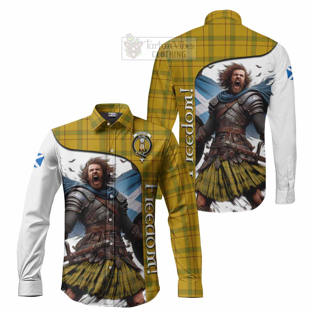 Tartan Vibes Clothing Houston Crest Tartan Long Sleeve Button Shirt Inspired by the Freedom of Scottish Warrior