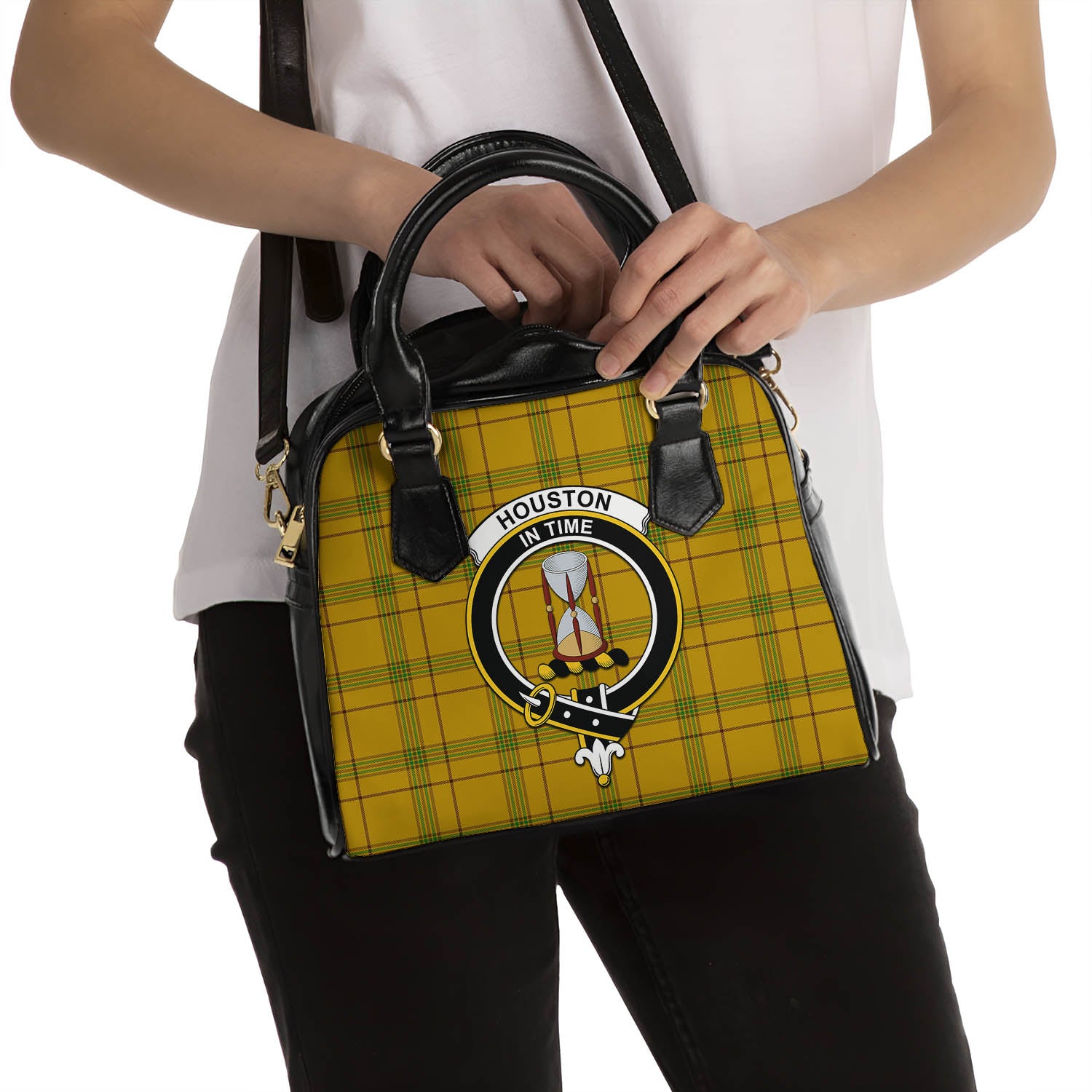 Houston Tartan Shoulder Handbags with Family Crest - Tartanvibesclothing