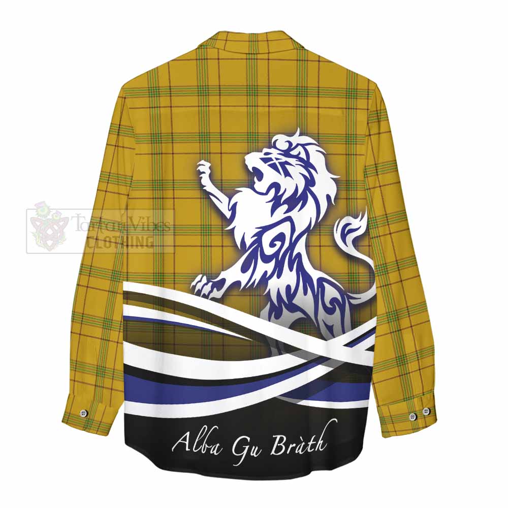 Tartan Vibes Clothing Houston Tartan Women's Casual Shirt with Alba Gu Brath Regal Lion Emblem