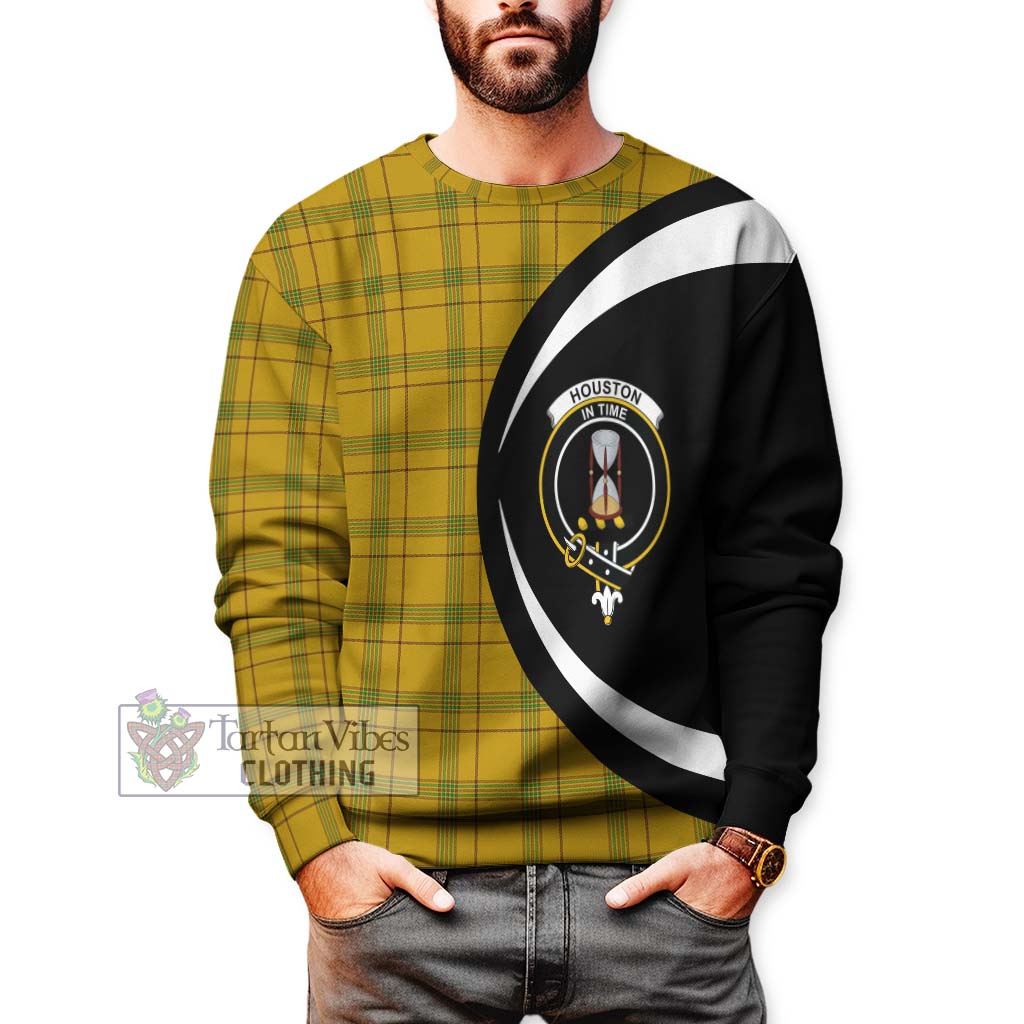 Houston Tartan Sweatshirt with Family Crest Circle Style - Tartan Vibes Clothing