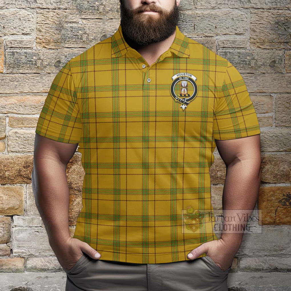 Tartan Vibes Clothing Houston Tartan Polo Shirt with Family Crest Celtic Skull Style