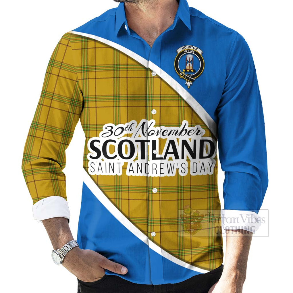 Tartan Vibes Clothing Houston Family Crest Tartan Long Sleeve Button Shirt Celebrate Saint Andrew's Day in Style